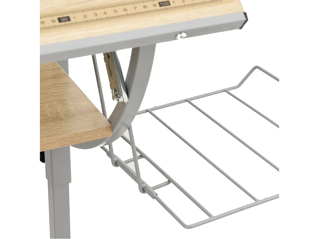 Scrivania Sonoma e Grigio 110x53x(58-87) cm Multistrato Acciaio