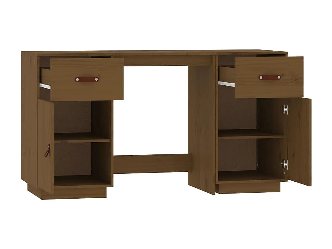 Secretária com armários 135x50x75 cm pinho maciço castanho mel