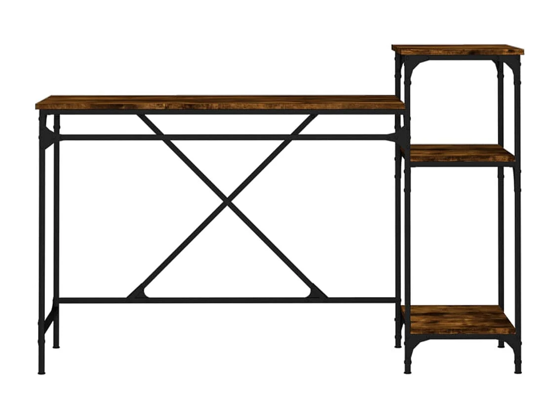 Scrivania Ripiani Rovere Fumo 135x50x90 cm Multistrato e Ferro