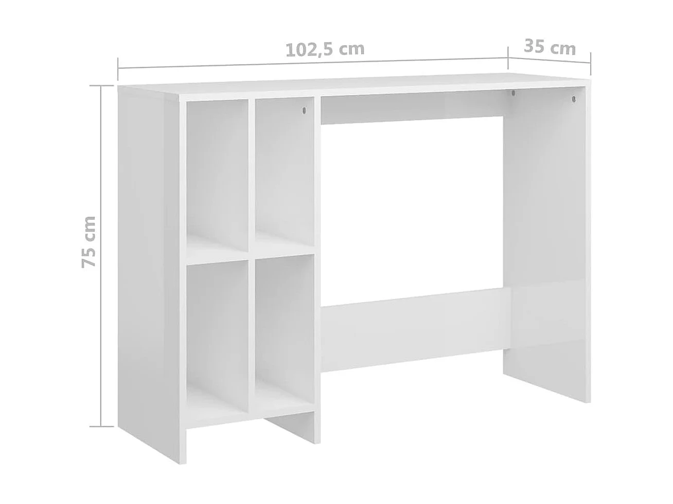 Computertisch Hochglanz-Weiß 102,5x35x75 cm Holzwerkstoff