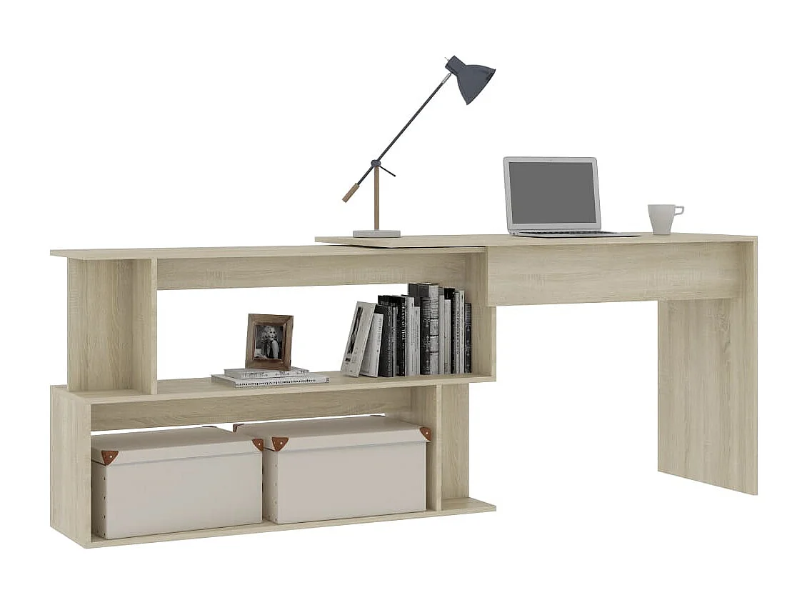 Scrivania Angolo Rovere Sonoma 200x50x76 cm Legno Multistrato