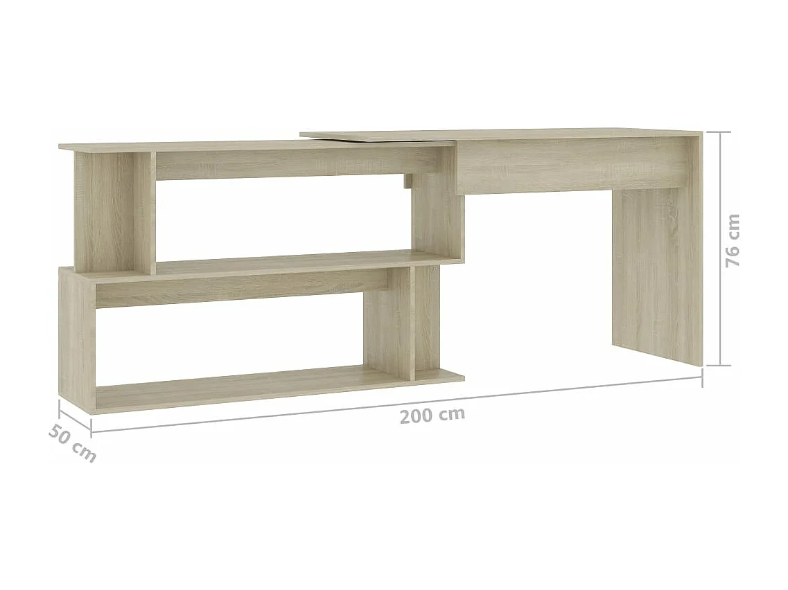 Scrivania Angolo Rovere Sonoma 200x50x76 cm Legno Multistrato