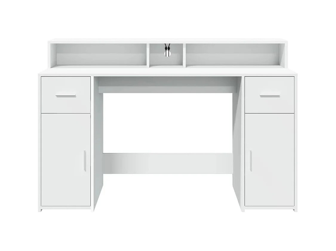 Secretária c/ luzes LED 140x55x91 cm derivados madeira branco