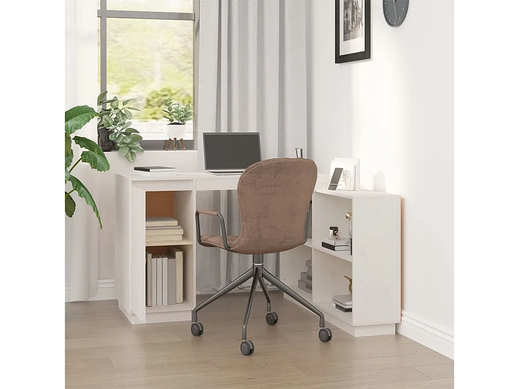 Bureau Blanc 110x50x75 cm Bois massif de pin