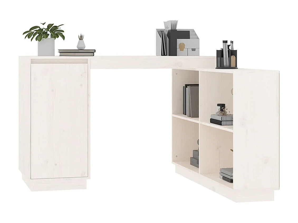 Bureau Blanc 110x50x75 cm Bois massif de pin