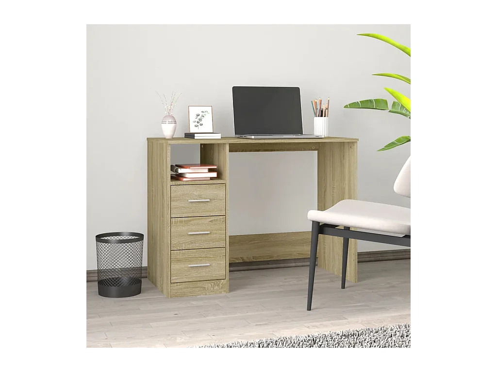Bureau avec tiroirs Chêne sonoma 102x50x76 cm Bois d'ingénierie