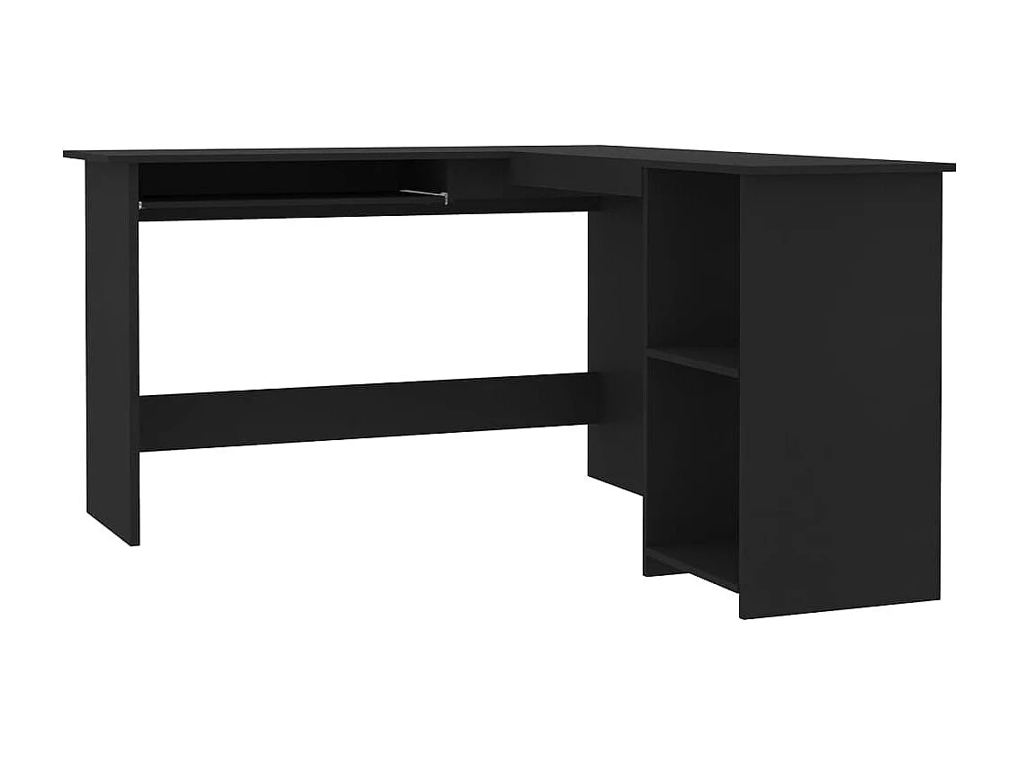 Bureau d'angle en forme de L Noir 120x140x75cm bois ingénierie