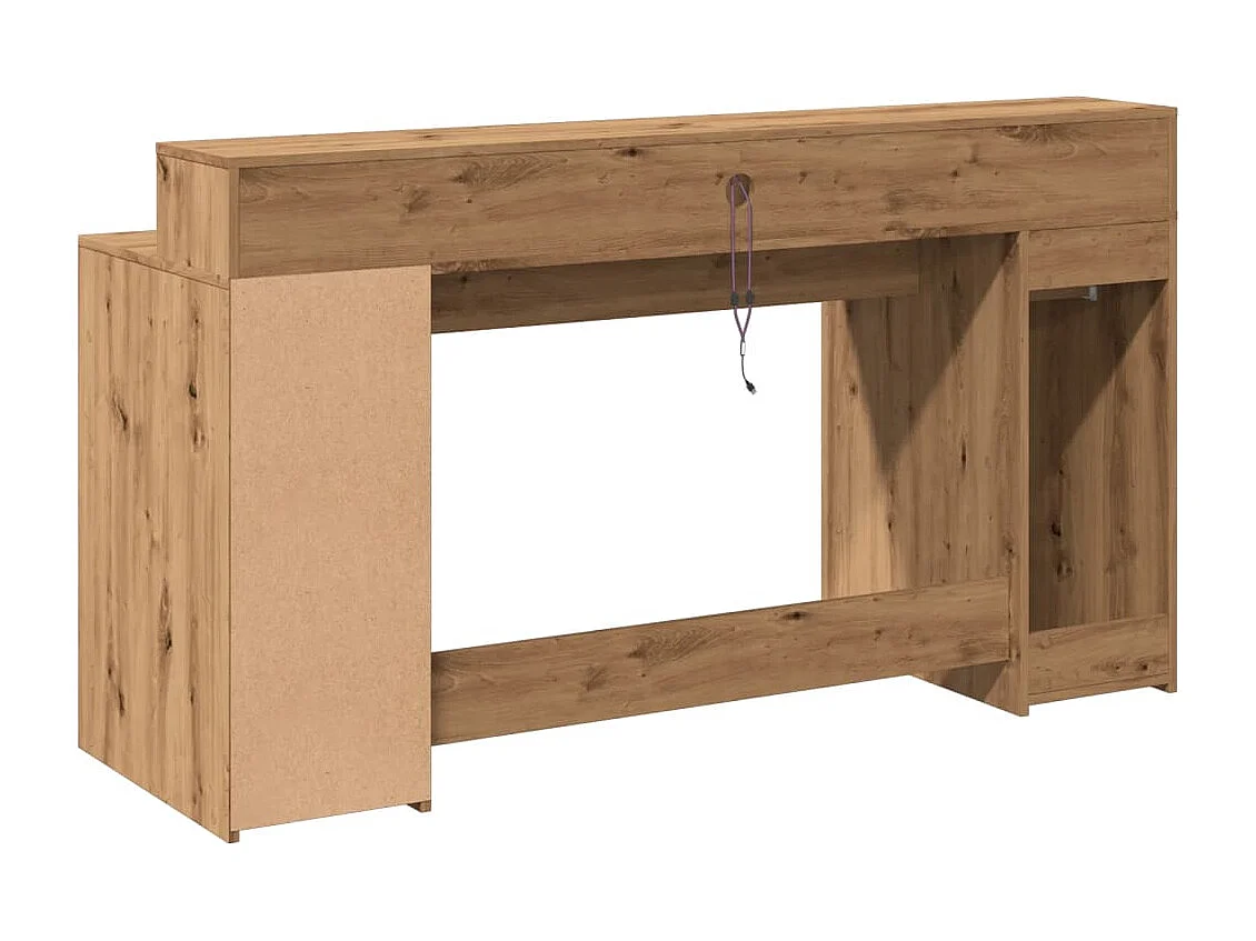 Bureau avec lumières LED chêne artisanal bois d'ingénierie