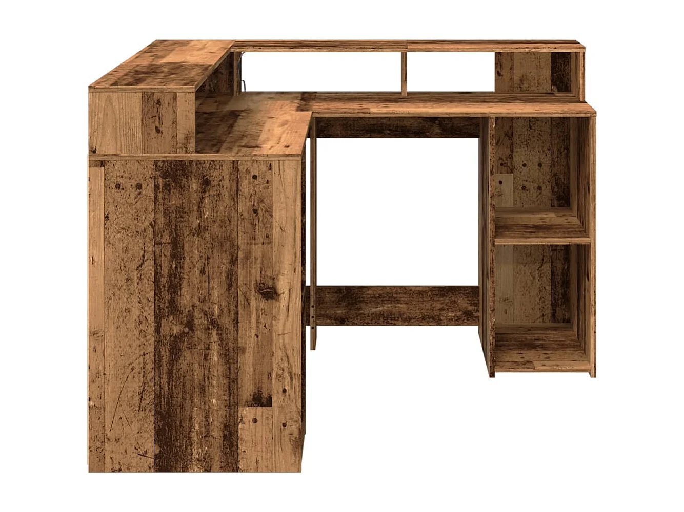 Bureau avec lumières LED vieux bois bois d'ingénierie