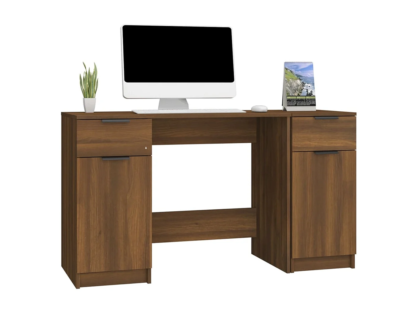 Bureau avec armoire latérale Chêne marron Bois d'ingénierie
