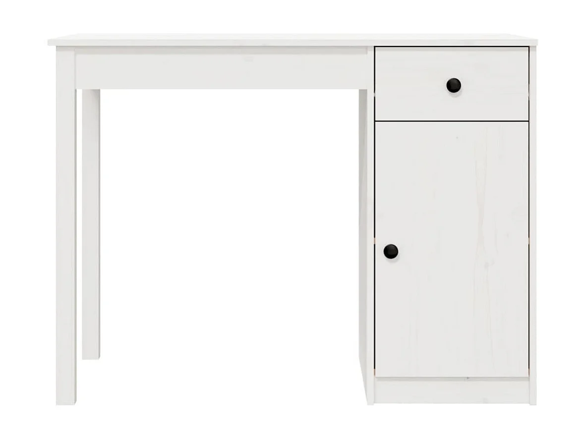 Scrivania Bianca 100x50x75 cm in Legno Massello di Pino