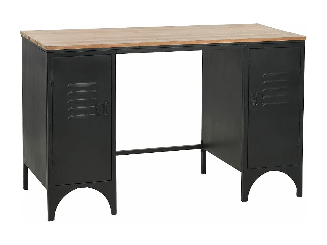 Bureau à double piédestal Bois de sapin et acier 120x50x76 cm