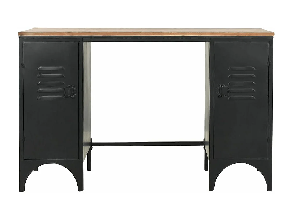 Bureau à double piédestal Bois de sapin et acier 120x50x76 cm