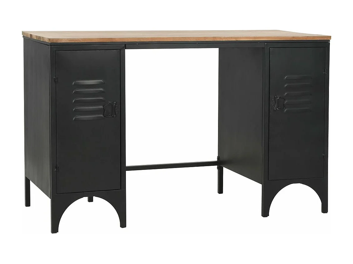 Bureau à double piédestal Bois de sapin et acier 120x50x76 cm