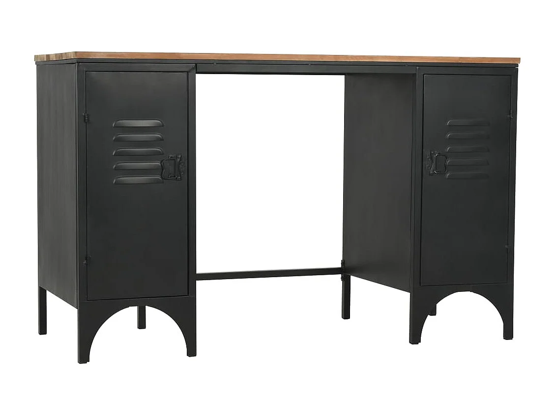 Bureau à double piédestal Bois de sapin et acier 120x50x76 cm