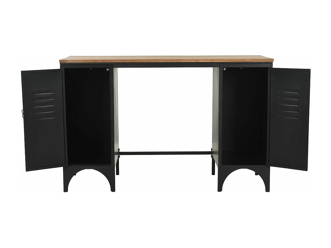 Bureau à double piédestal Bois de sapin et acier 120x50x76 cm