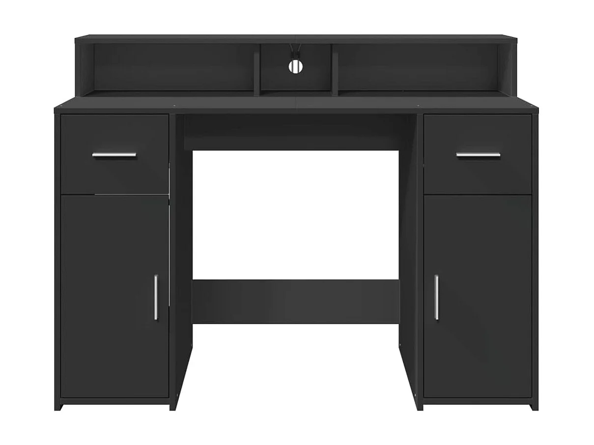 Scrivania con Luci LED Nera 120x55x91 cm in Legno Multistrato