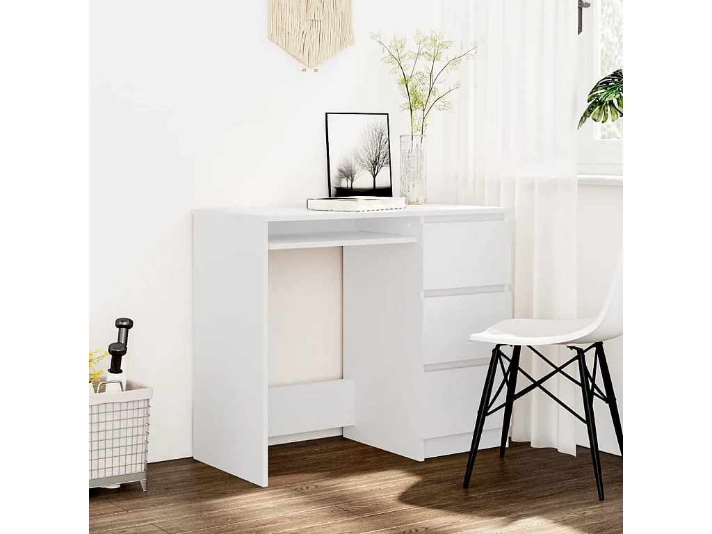Escritorio de madera contrachapada blanco 90x45x76 cm