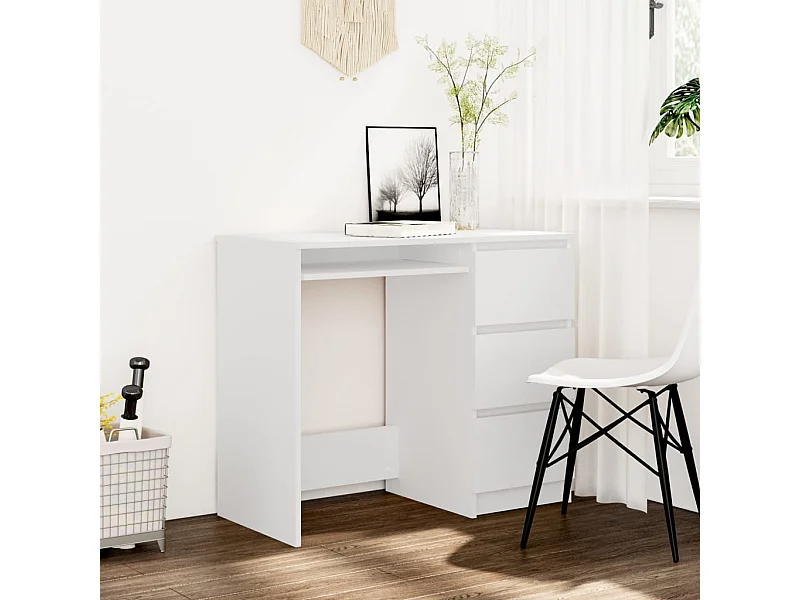 Scrivania Bianca 90x45x76 cm in Legno Multistrato