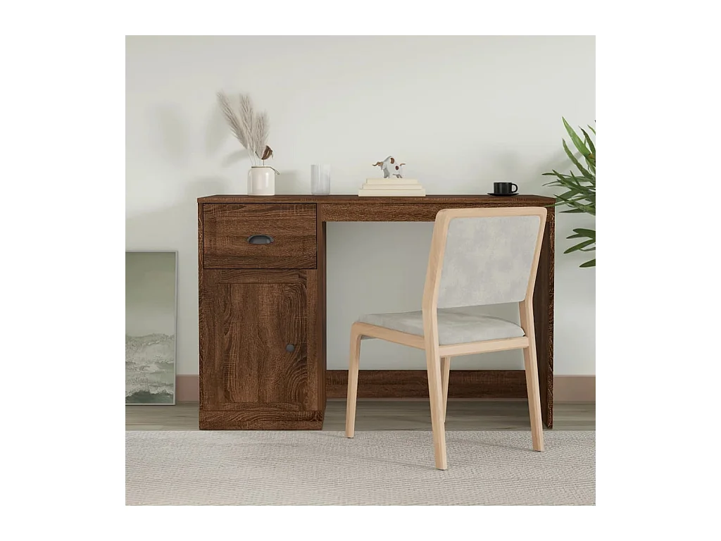Bureau avec tiroir chêne marron 115x50x75 cm bois d'ingénierie