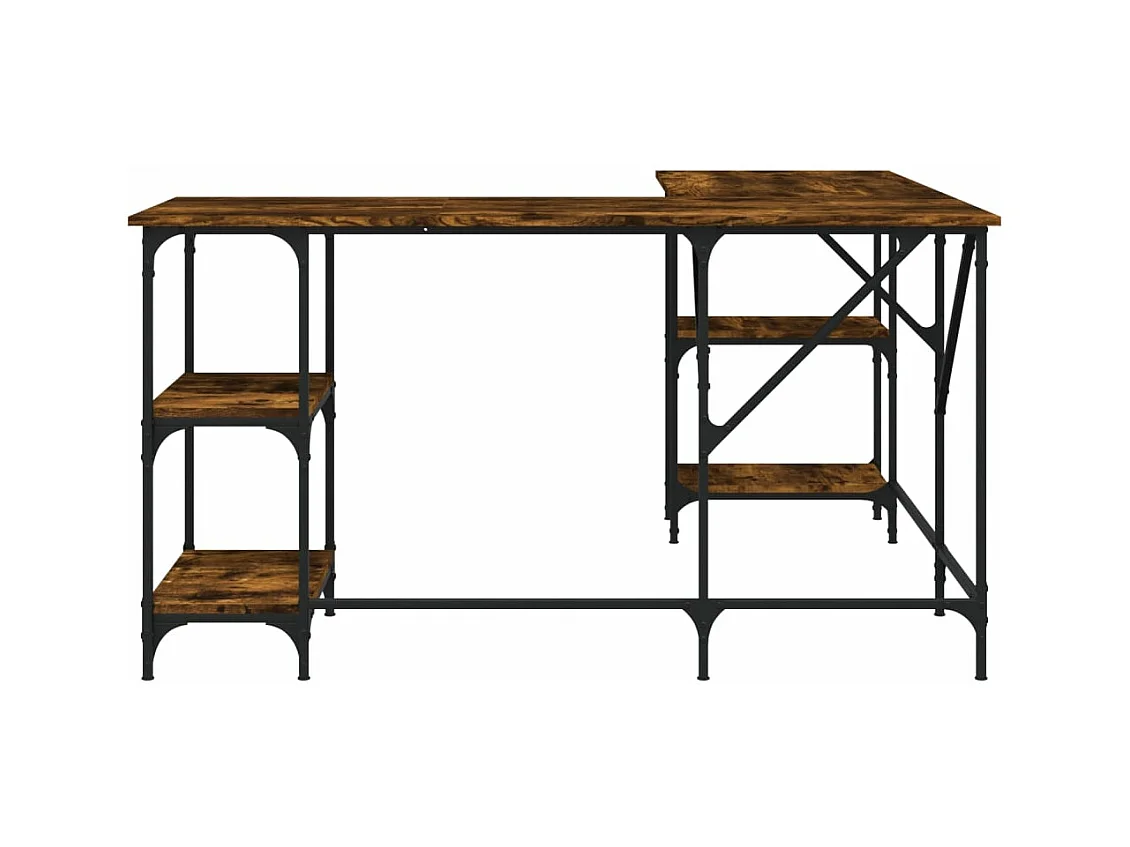 Bureau chêne fumé 139x139x75 cm bois d'ingénierie