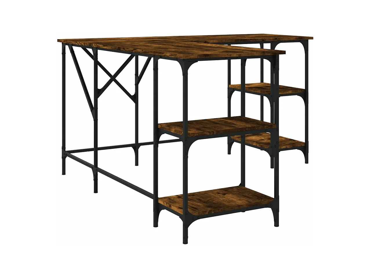 Bureau chêne fumé 139x139x75 cm bois d'ingénierie