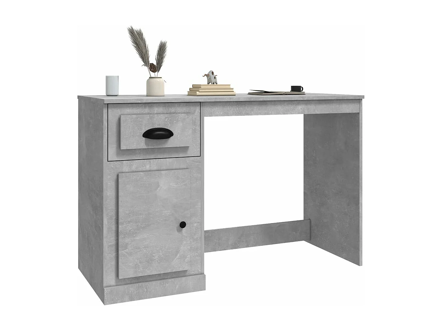 Bureau avec tiroir gris béton 115x50x75 cm bois d'ingénierie