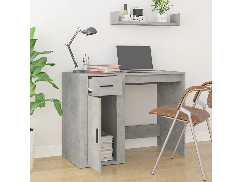 Scrivania Grigio Cemento 100x49x75 cm in Legno Multistrato