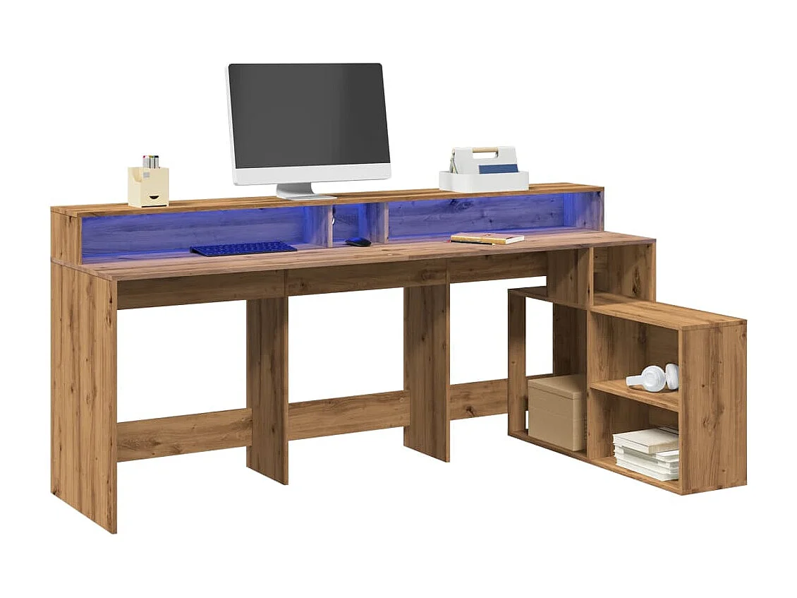 LED-Schreibtisch Artisan-Eiche 200x104x91 Holzwerkstoff