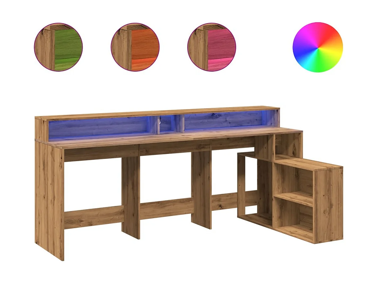 LED-Schreibtisch Artisan-Eiche 200x104x91 Holzwerkstoff