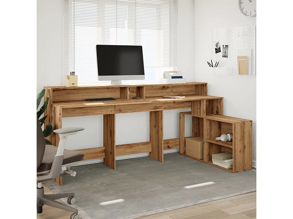 LED-Schreibtisch Artisan-Eiche 200x104x91 Holzwerkstoff