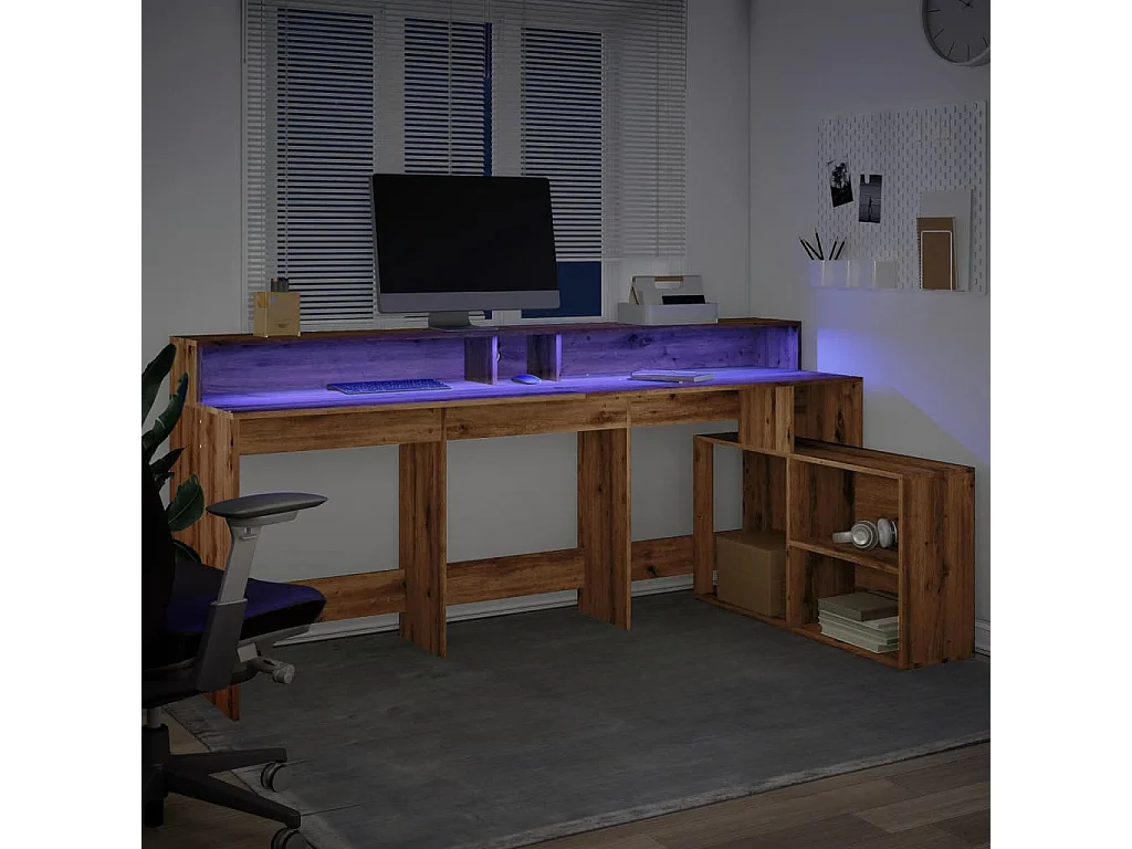LED-Schreibtisch Artisan-Eiche 200x104x91 Holzwerkstoff