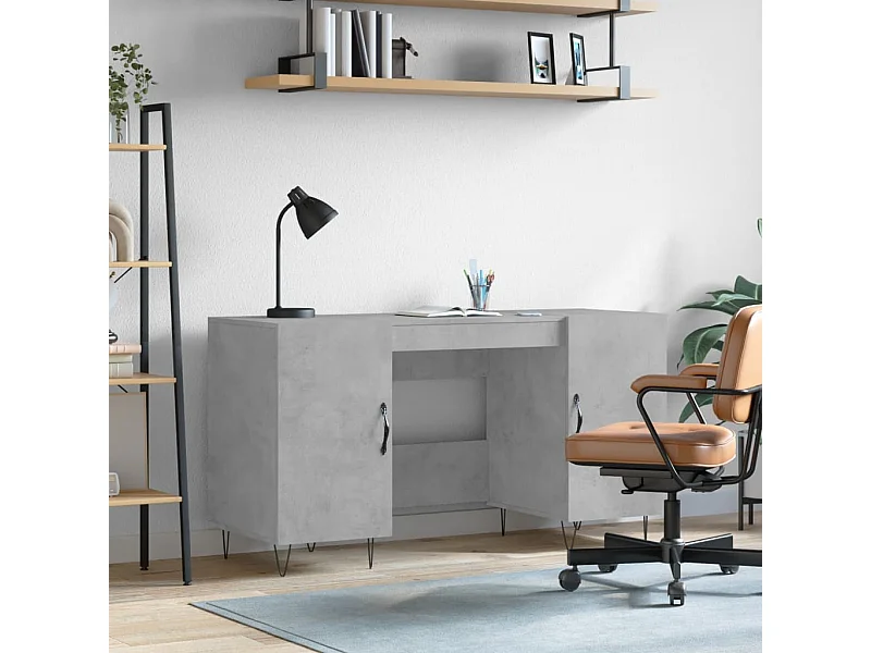 Bureau gris béton 140x50x75 cm bois d'ingénierie