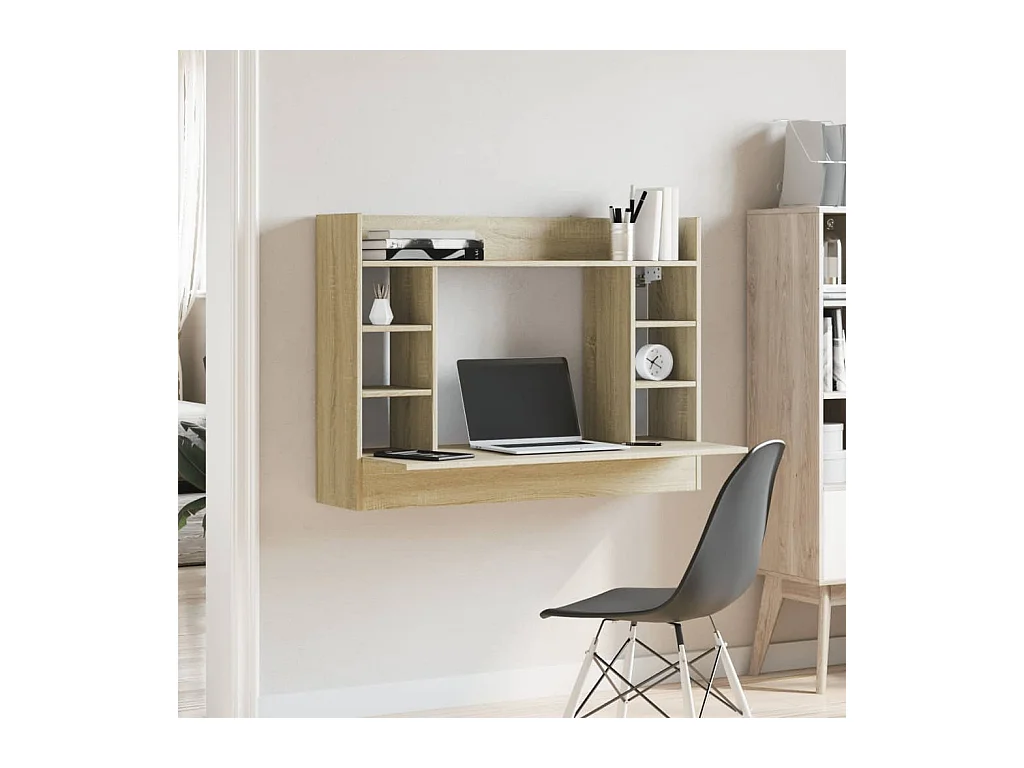 Bureau mural chêne sonoma 105x48x75 cm bois d'ingénierie