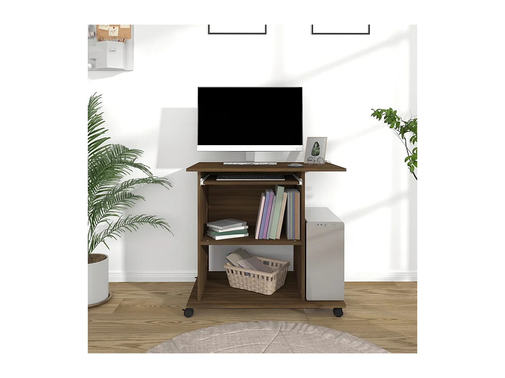 Bureau d'ordinateur Chêne marron 80x50x75 cm Bois d'ingénierie
