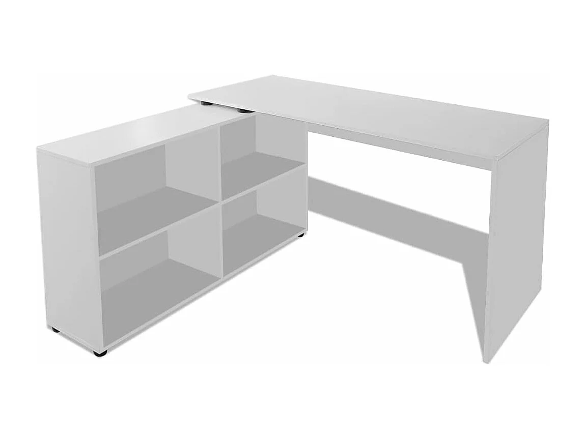 Hoekbureau 4 schappen wit