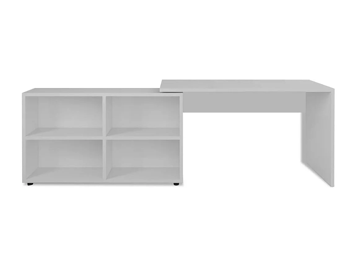 Hoekbureau 4 schappen wit