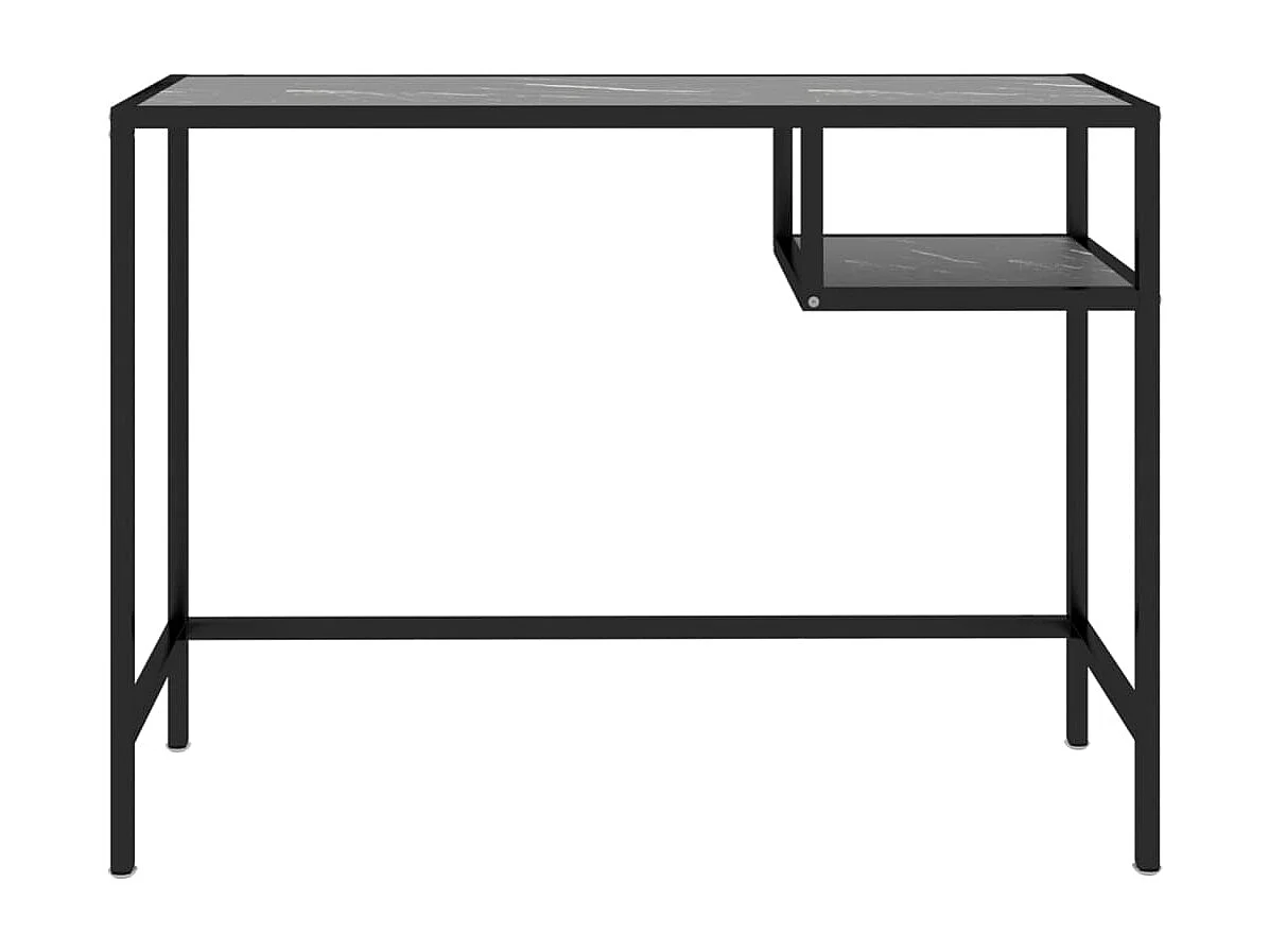 Bureau d'ordinateur Marbre noir 100x36x74 cm Verre trempé