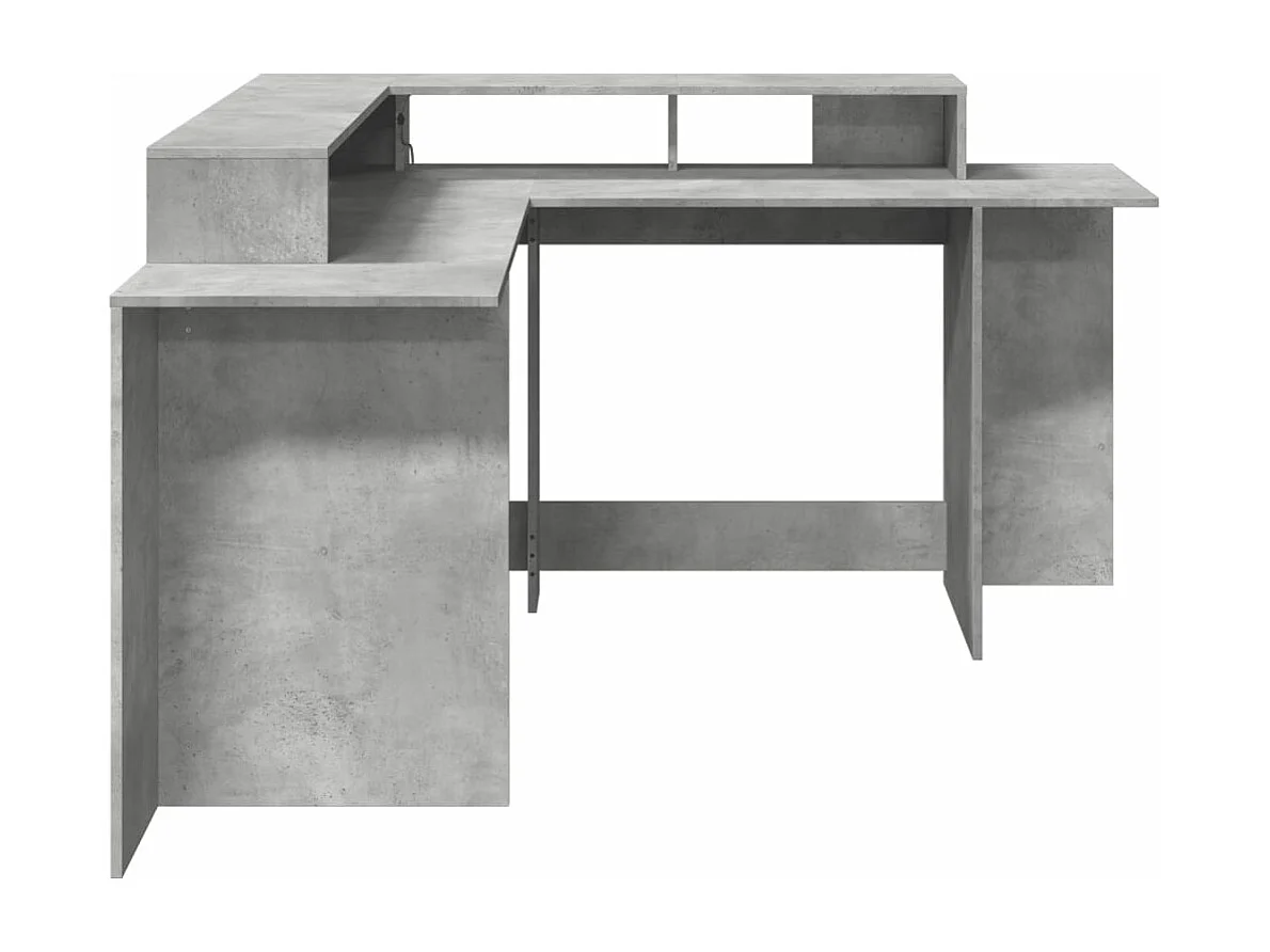 Scrivania con Luci LED Grigio Cemento 152x152x91 cm Truciolato