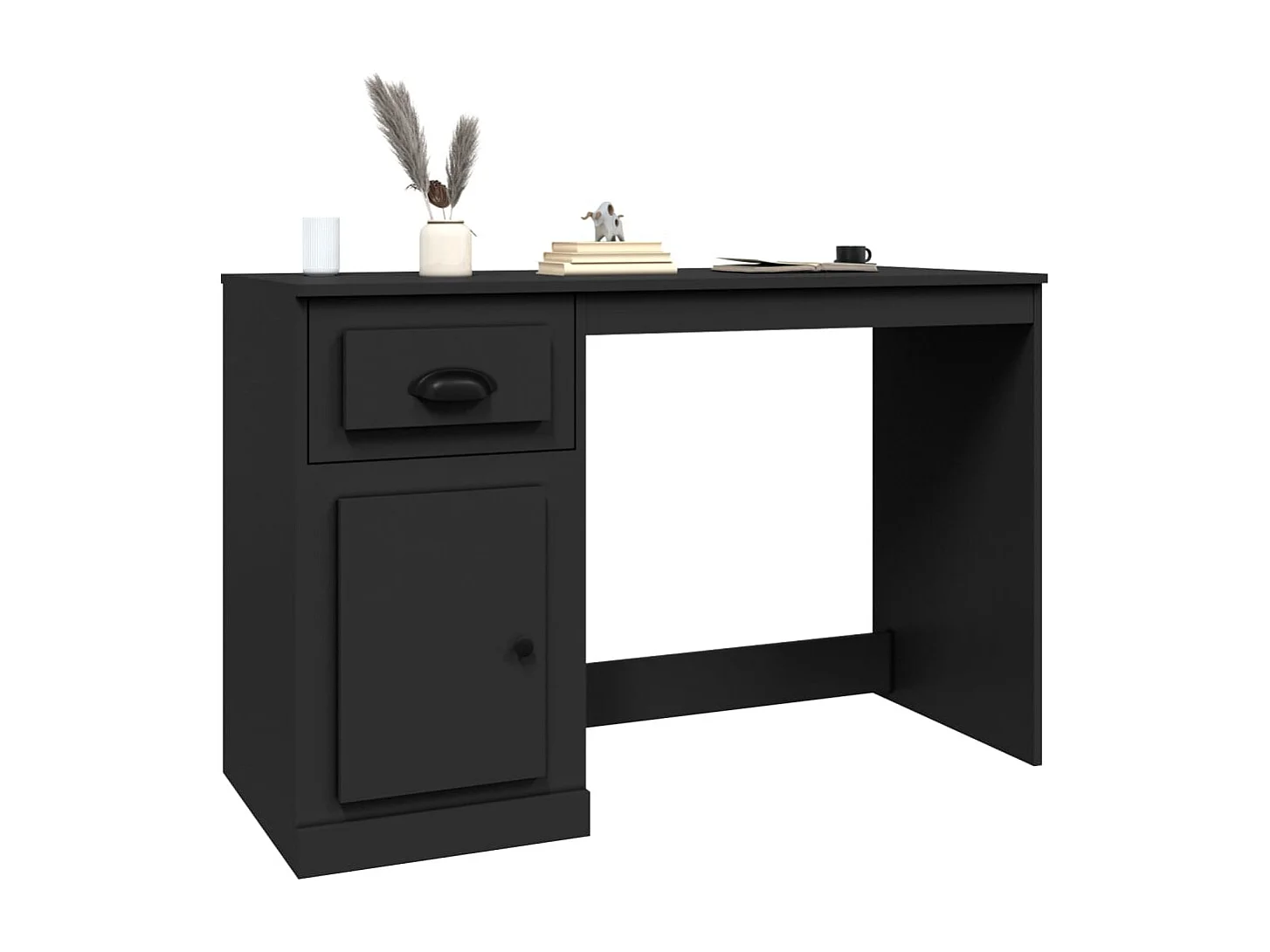 Scrivania con Cassetto Nera 115x50x75 cm in Legno Multistrato