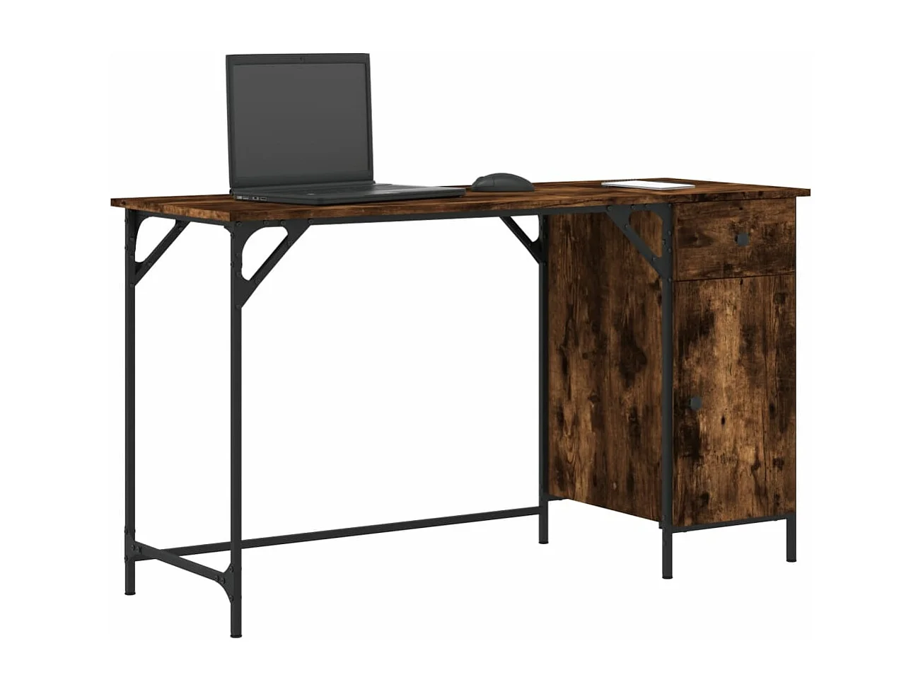 Scrivania Computer Rovere Fumo 131x48x75 cm Legno Multistrato