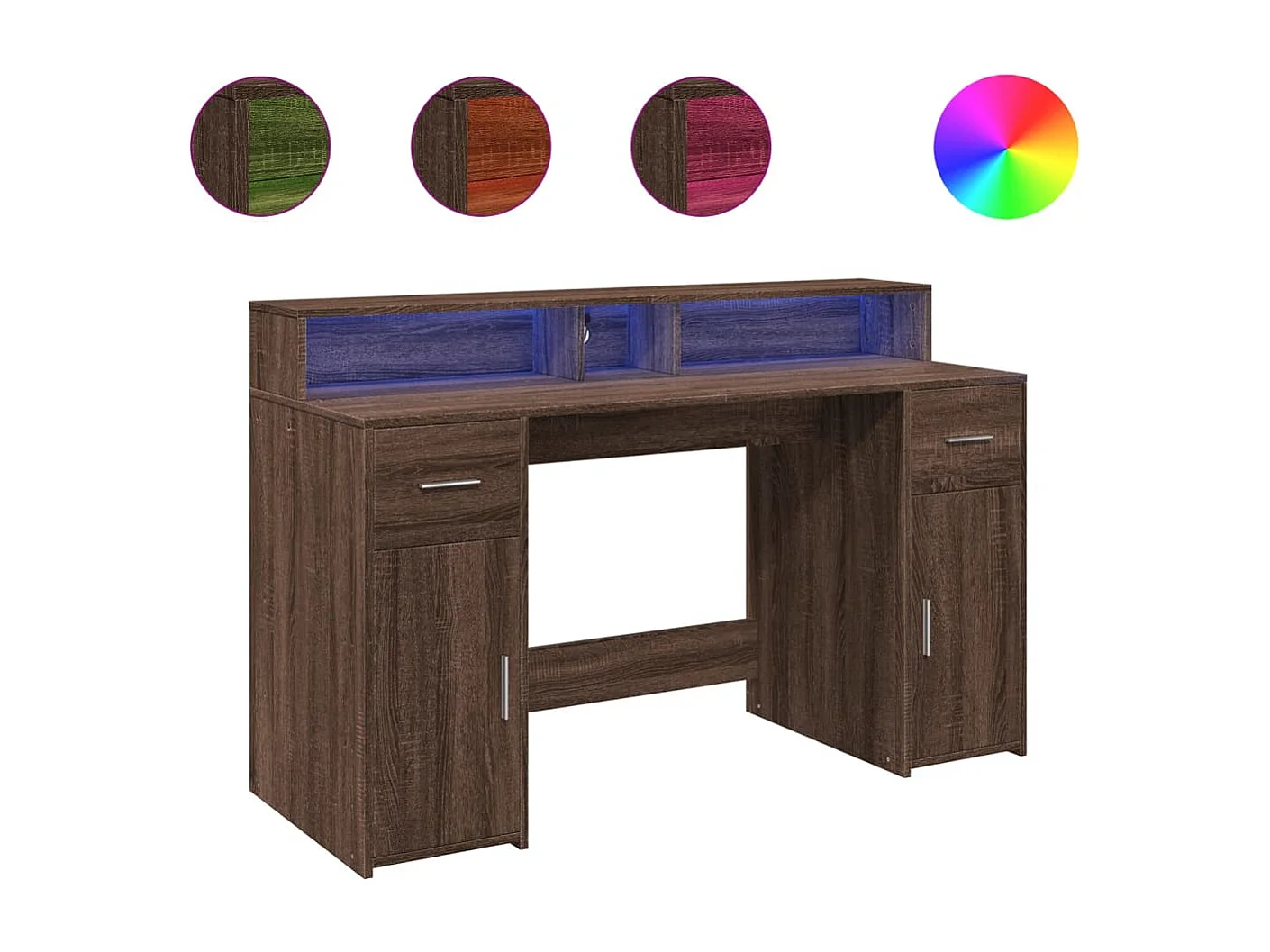 Bureau met LED-verlichting 140x55x91 cm hout bruin eikenkleurig