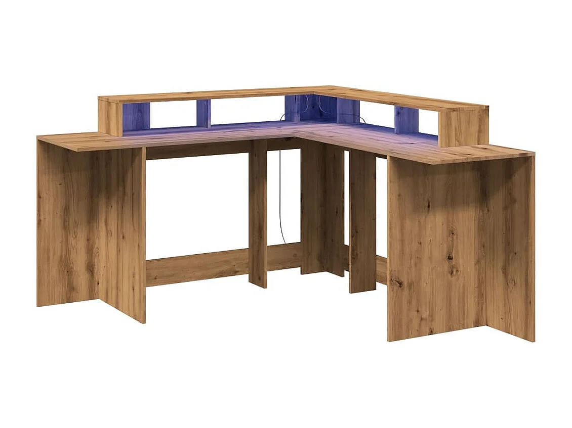 Secretária c/ luzes LED derivados de madeira carvalho artisiano