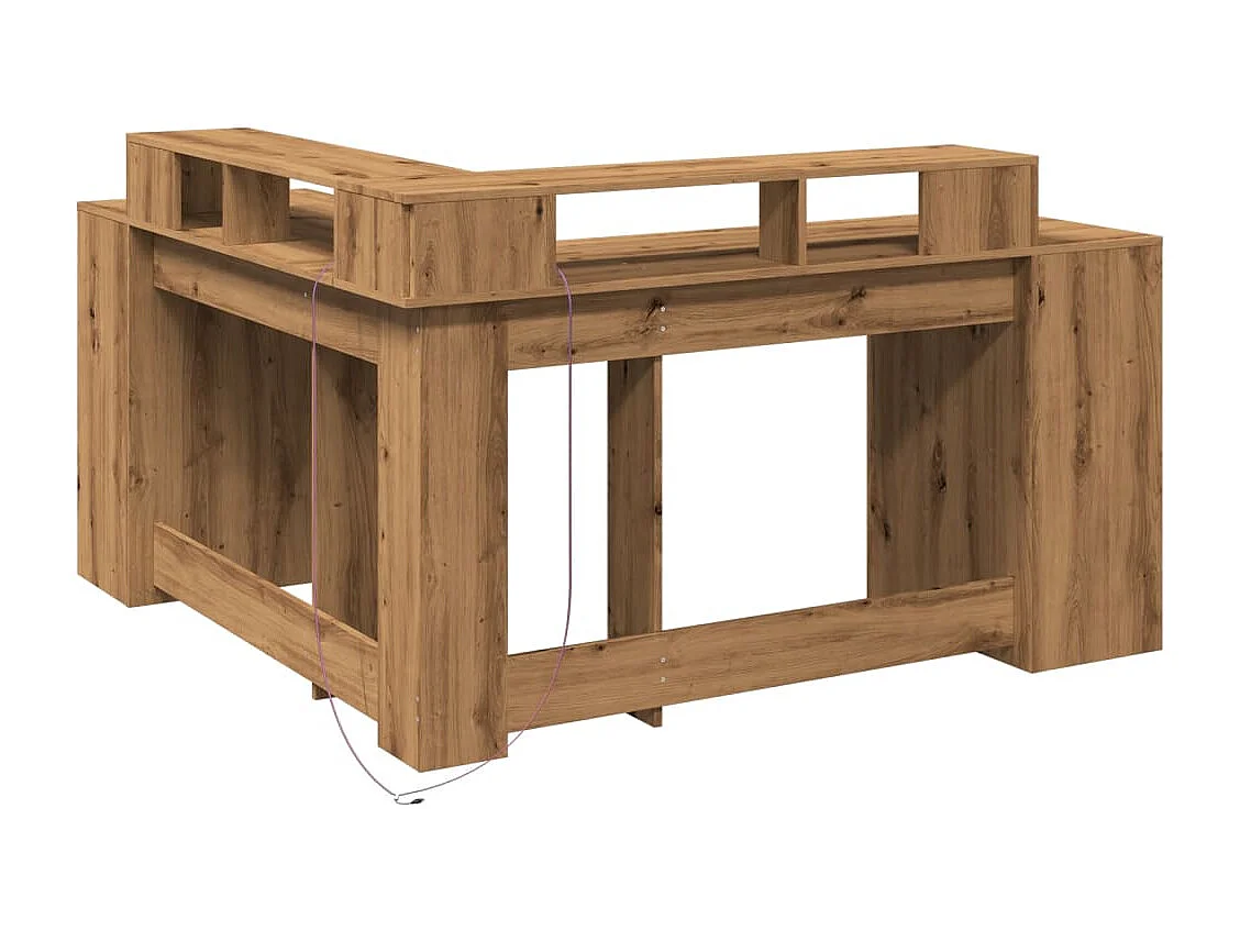 Secretária c/ luzes LED derivados de madeira carvalho artisiano