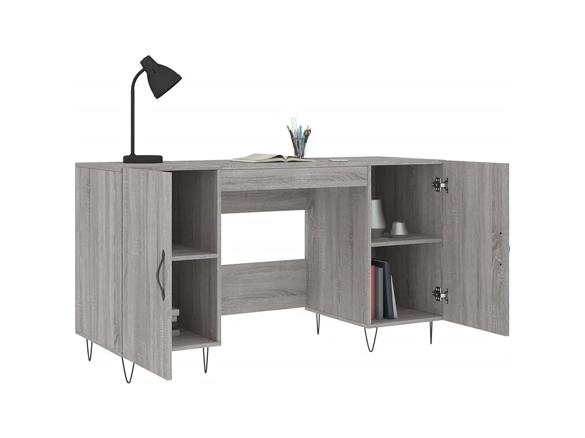 Bureau sonoma gris 140x50x75 cm bois d'ingénierie