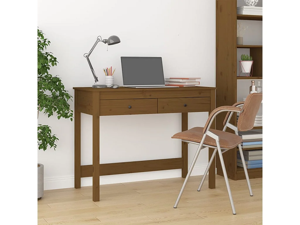 Bureau avec tiroirs Marron miel 100x50x78 cm Bois massif de pin
