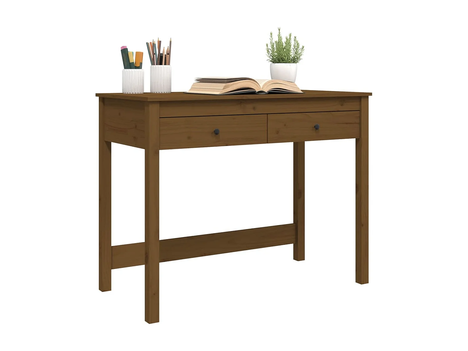 Bureau avec tiroirs Marron miel 100x50x78 cm Bois massif de pin