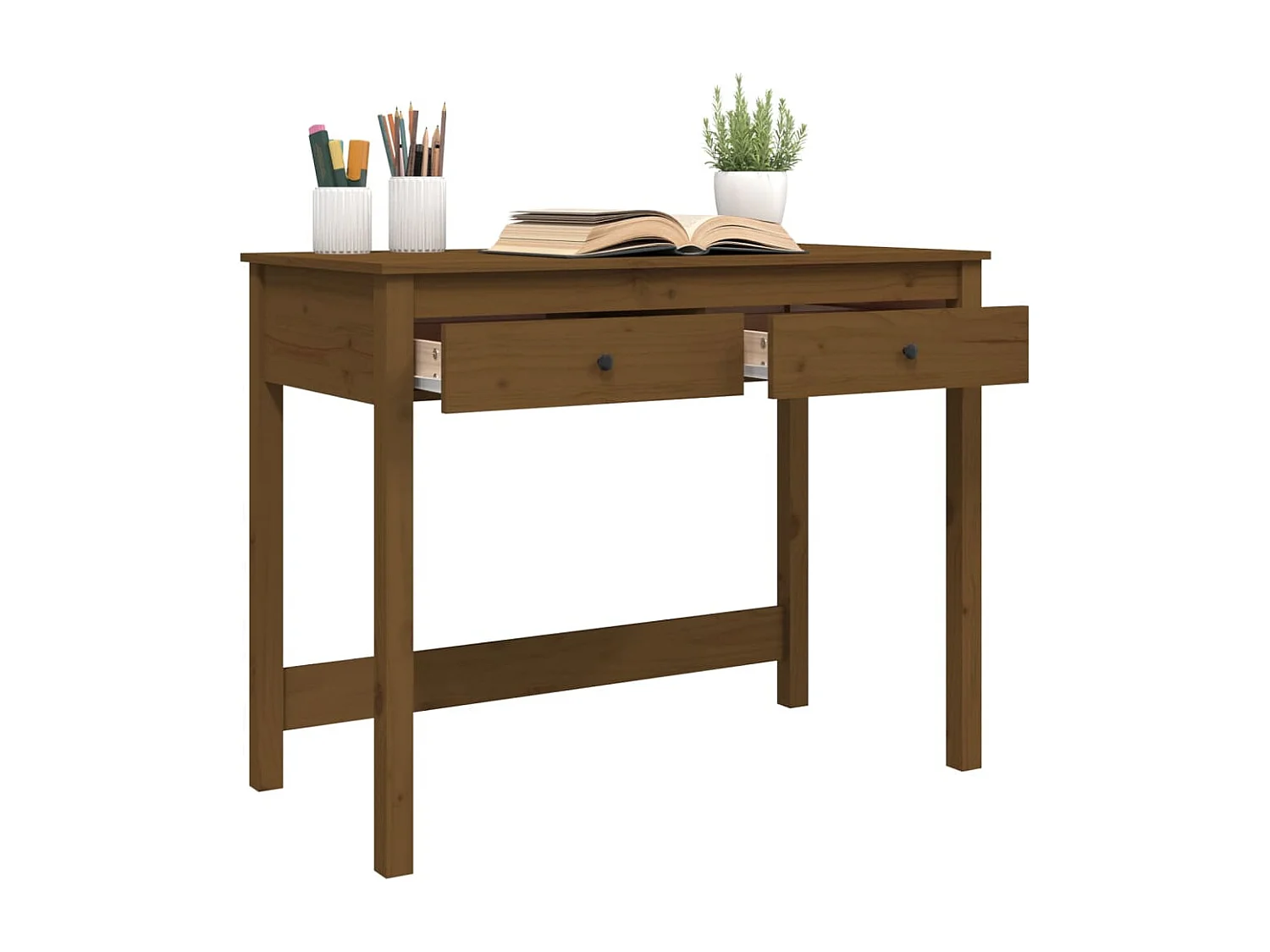 Bureau avec tiroirs Marron miel 100x50x78 cm Bois massif de pin