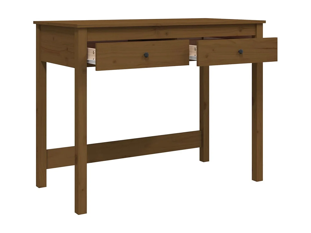 Bureau avec tiroirs Marron miel 100x50x78 cm Bois massif de pin