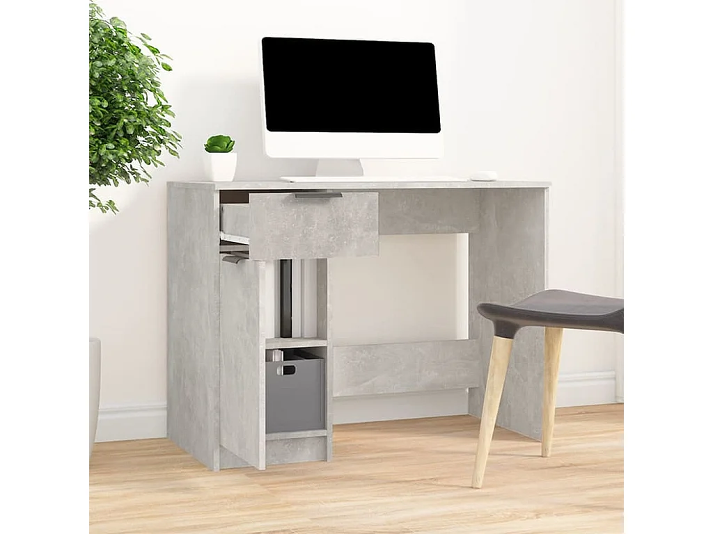 Bureau Gris béton 100x50x75 cm Bois d'ingénierie